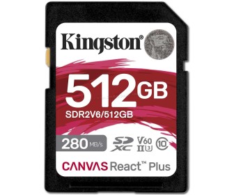 Card memorie Kingston Canvas React Plus SD 512GB V60 Class 10 UHS-II (SDR2V6/512GB)