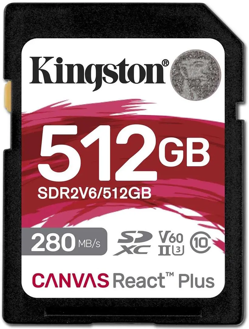 Карта памяти Kingston Canvas React Plus SD 512GB V60 Class 10 UHS-II (SDR2V6/512GB)