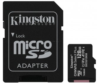 Карта памяти Kingston Canvas Select Plus microSD Class10 128GB + SD Adapter (Black)