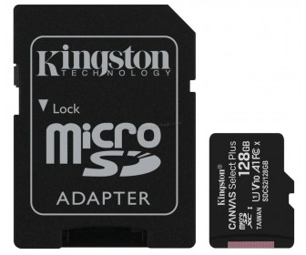 Card memorie Kingston Canvas Select Plus microSDXC 128GB Class 10 UHS-I U1 + SD adapter