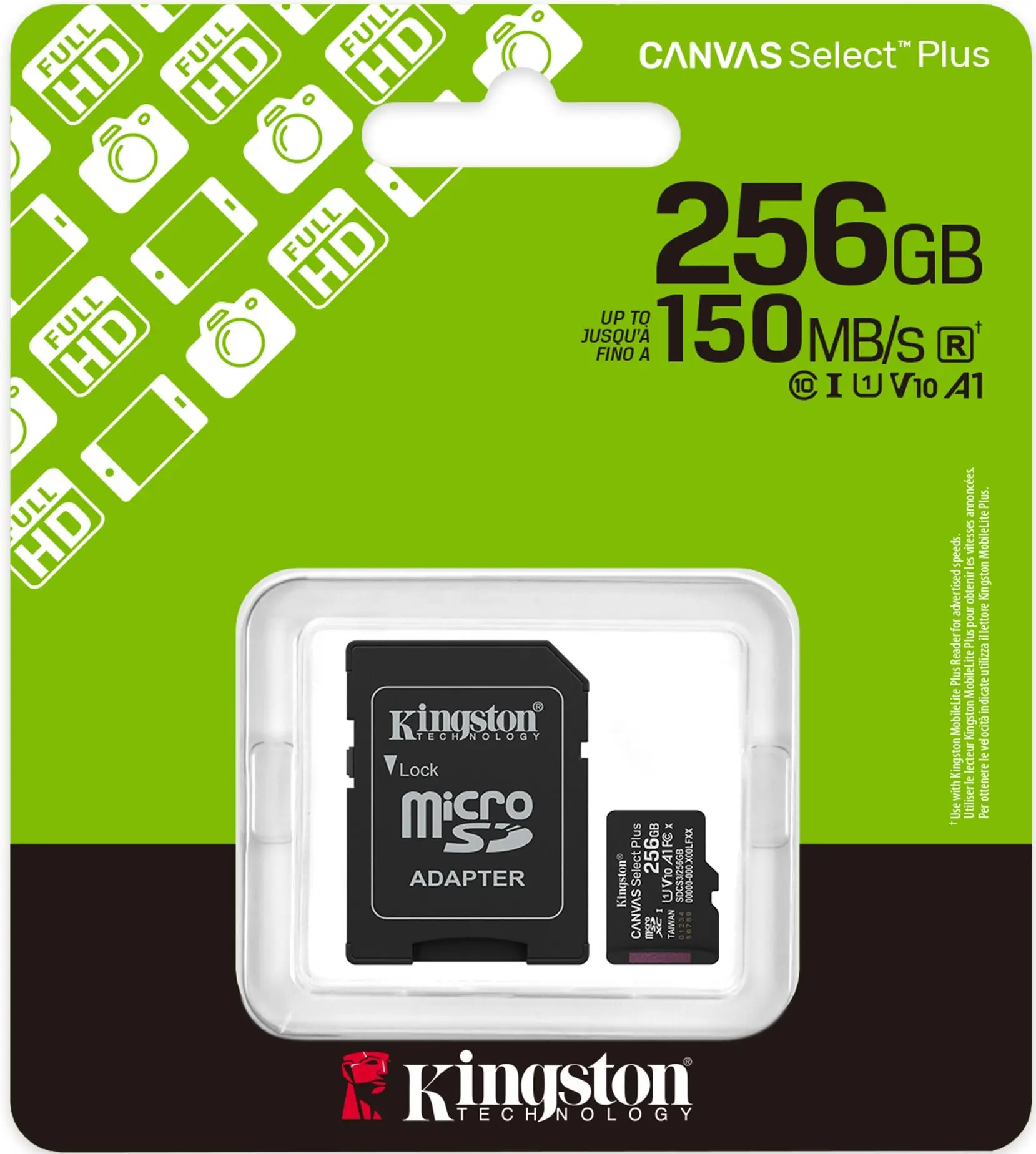 Card de memorie Kingston Canvas Select Plus microSDXC 256GB Class 10 UHS-I U1 A1 + SD adapter