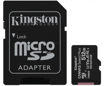 Card de memorie Kingston Canvas Select Plus microSDXC 512GB Class 10 UHS-I U3 + SD adapter