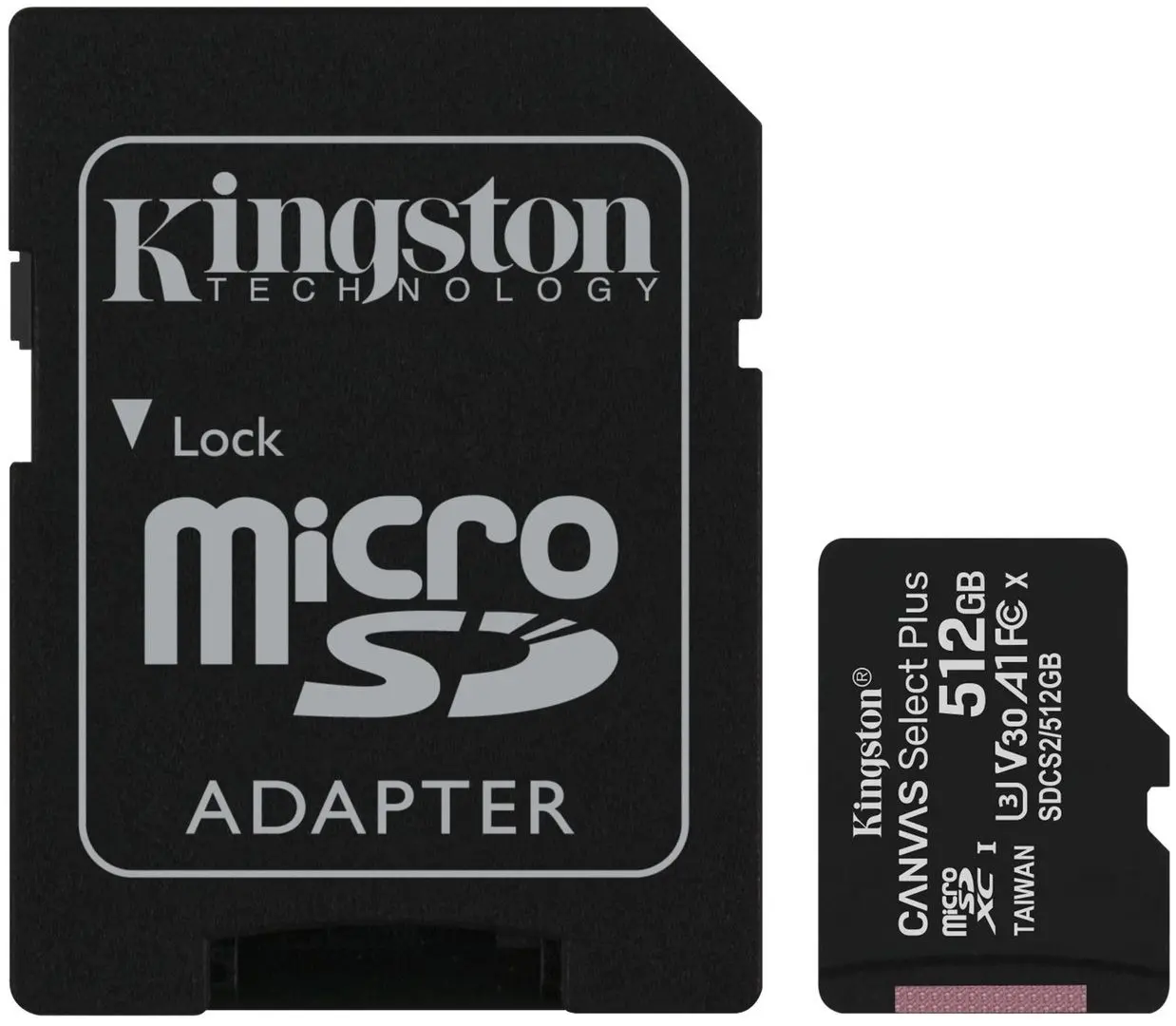 Card de memorie Kingston Canvas Select Plus microSDXC 512GB Class 10 UHS-I U3 + SD adapter