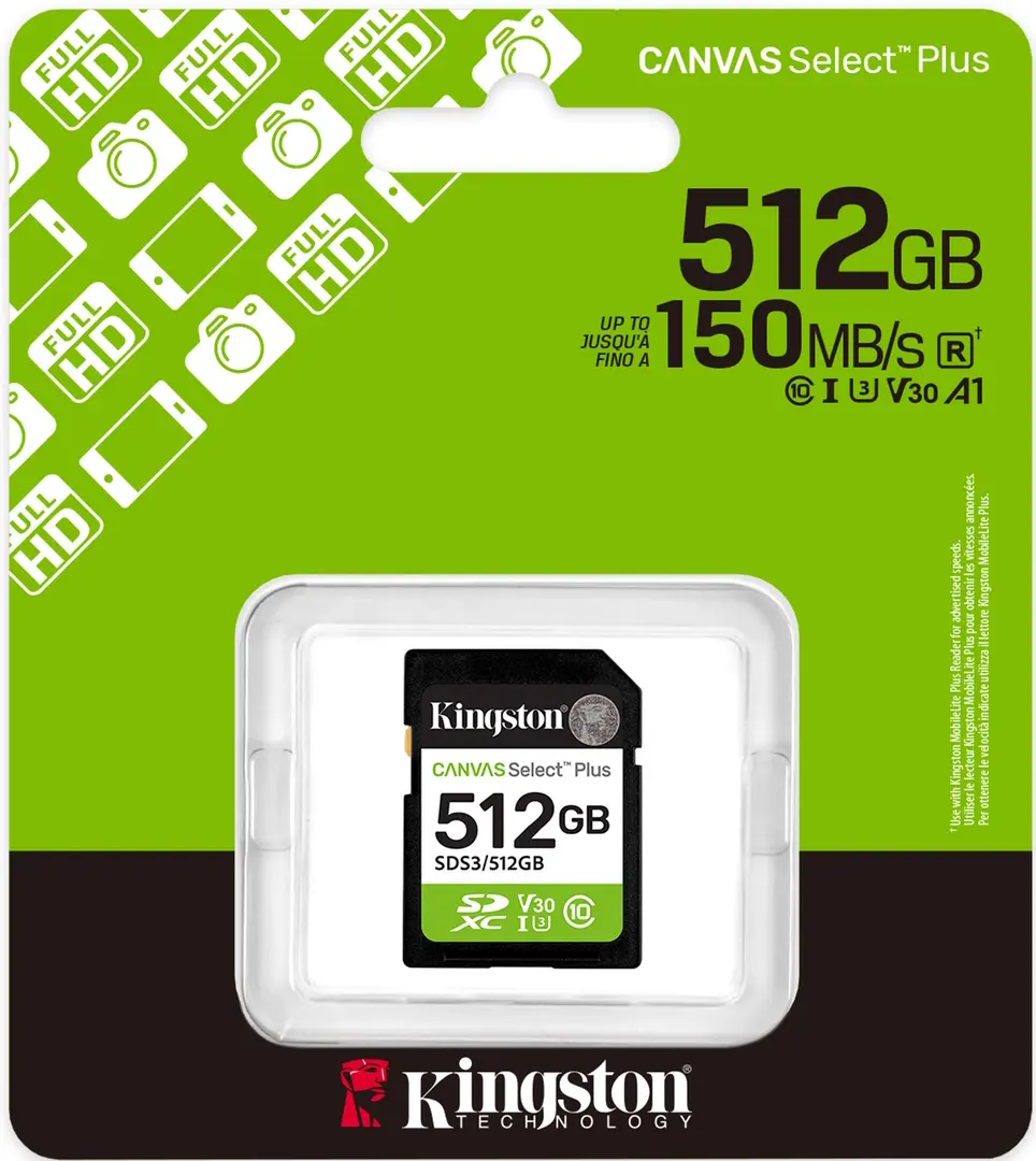 Карта памяти Kingston Canvas Select Plus SDXC 512GB Class 10 UHS-I U3