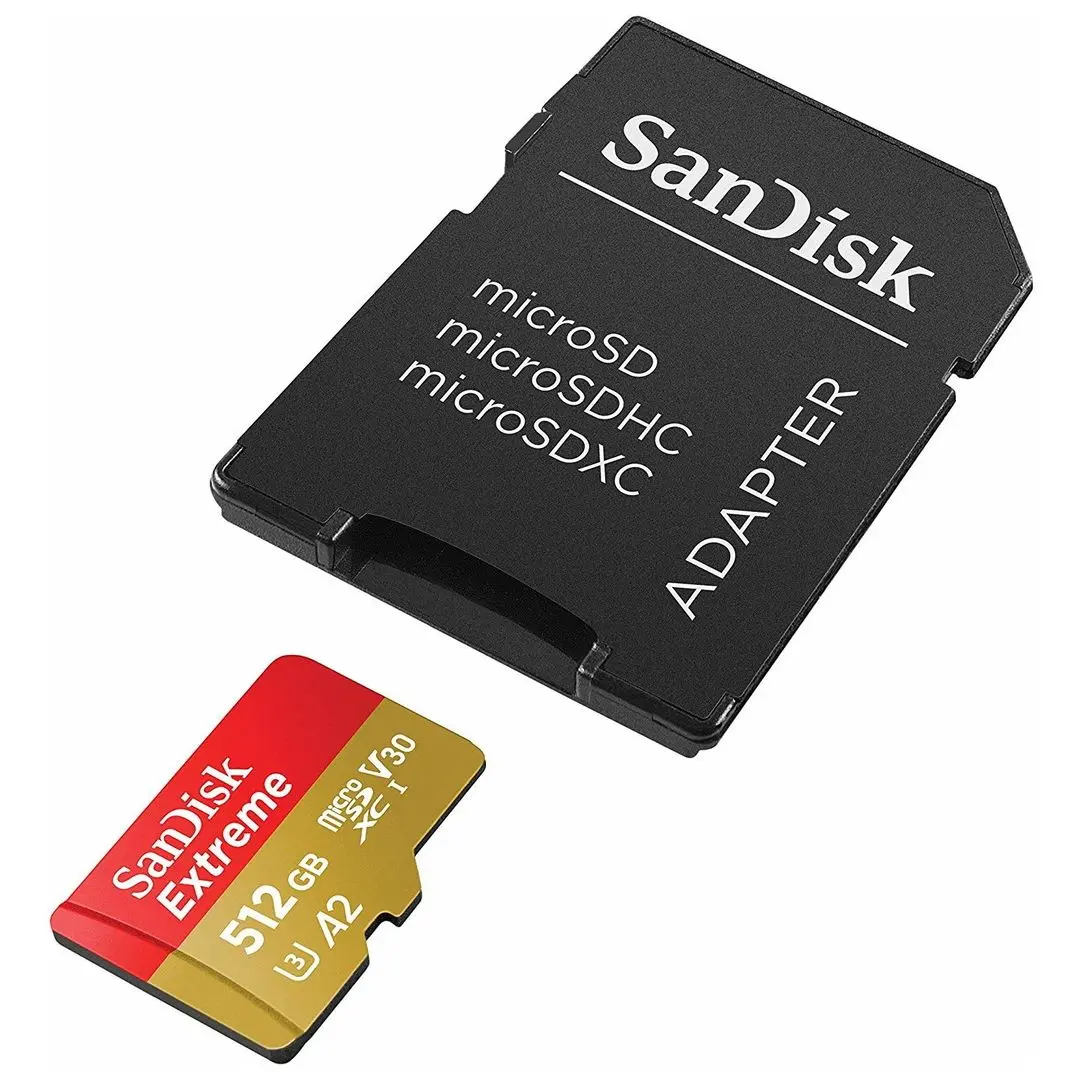 Карта памяти SanDisk Extreme microSDXC 512GB Class 10 V30 A2 UHS-I + SD Adapter - 2