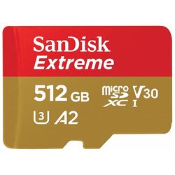 Карта памяти SanDisk Extreme microSDXC 512GB Class 10 V30 A2 UHS-I + SD Adapter Thumb