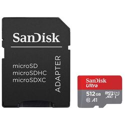 Карта памяти SanDisk Ultra microSDXC 512GB Сlass 10 UHS-I U1 A1 + SD Adapter