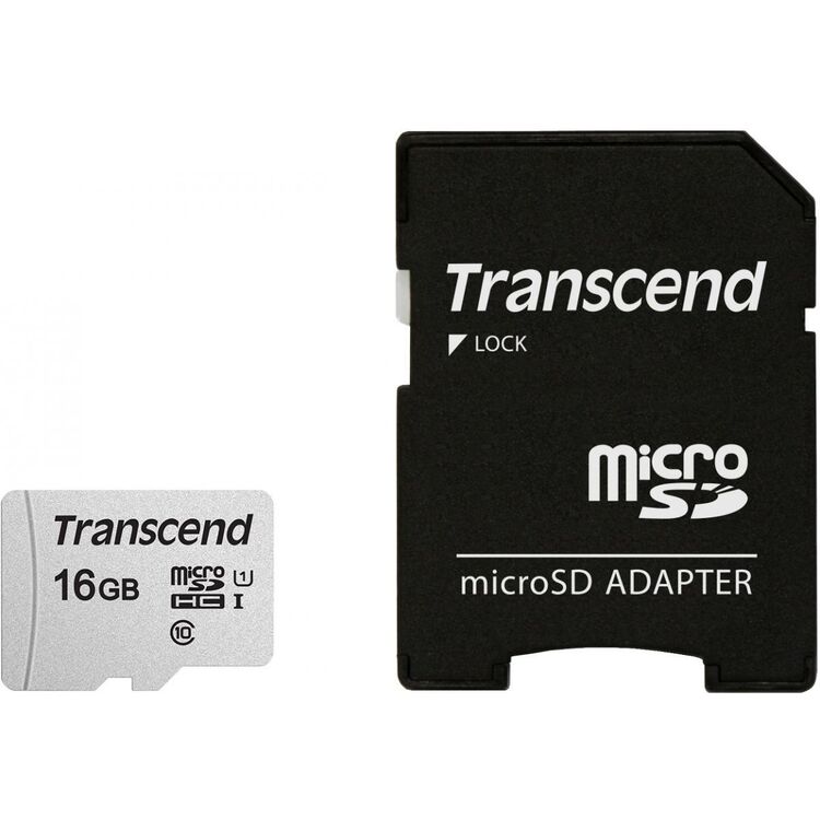 Card memorie Transcend 300S microSDHC class10 16Gb UHS-I U1 + SD adapter (TS16GUSD300S-A)