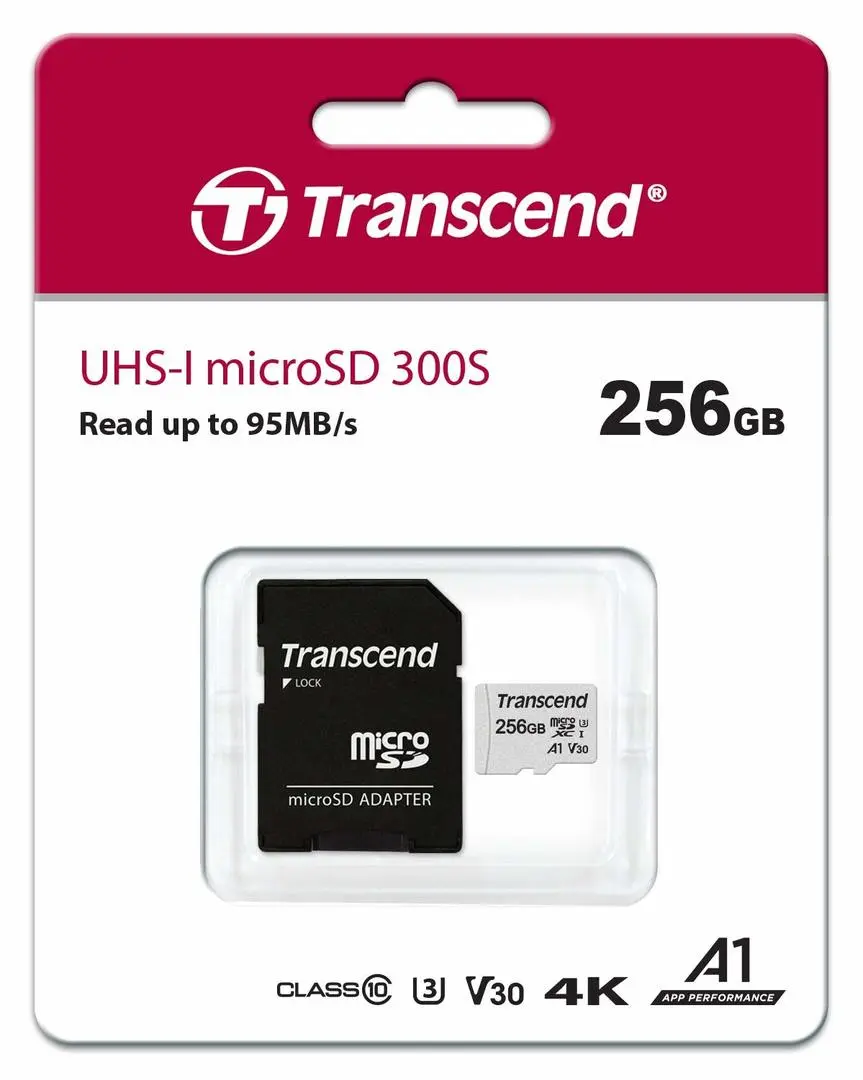 Card memorie Transcend 300S microSDXC class10 256Gb UHS-I U1 + SD adapter (TS256GUSD300S)