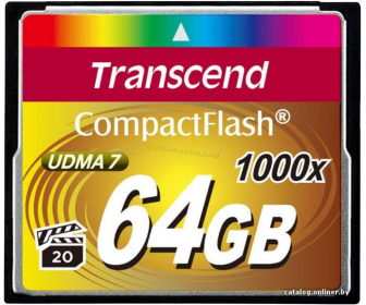 Карта памяти Transcend CompactFlash 64GB (TS64GCF1000)