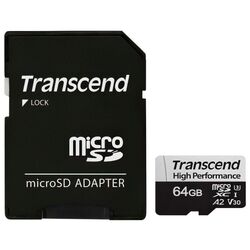Card memorie Transcend MicroSD Class 10 64GB UHS-I U1+SD adapter (TS64GUSD350V)