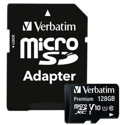 Карта памяти Verbatim Premium microSDXC 128GB Class 10 A1 UHS-I + SD adapter