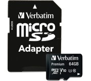 Карта памяти Verbatim Premium microSDXC 64GB Class 10 A1 UHS-I + SD adapter