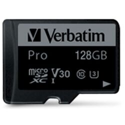 Карта памяти Verbatim Pro U3 microSDXC 128GB UHS-I V30 + SD Adapter Thumb