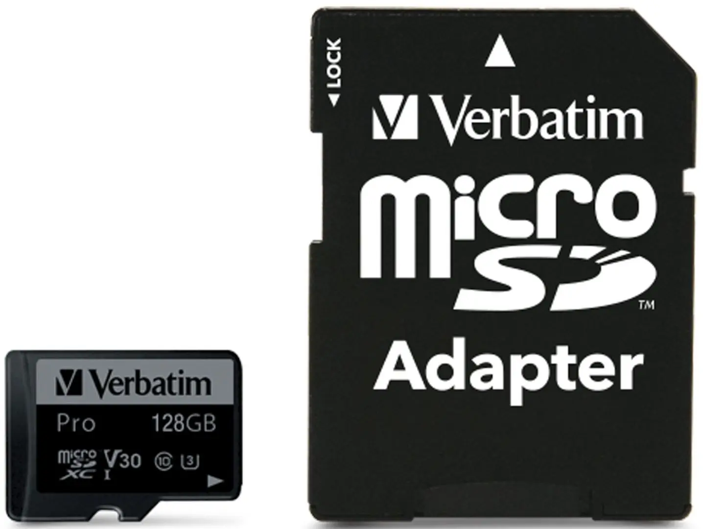 Карта памяти Verbatim Pro U3 microSDXC 128GB UHS-I V30 + SD Adapter