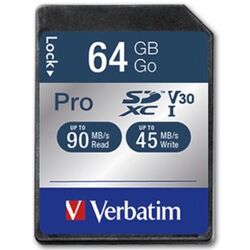 Карта памяти Verbatim Pro U3 SDXC 64GB Class 10 UHS-I (47022)