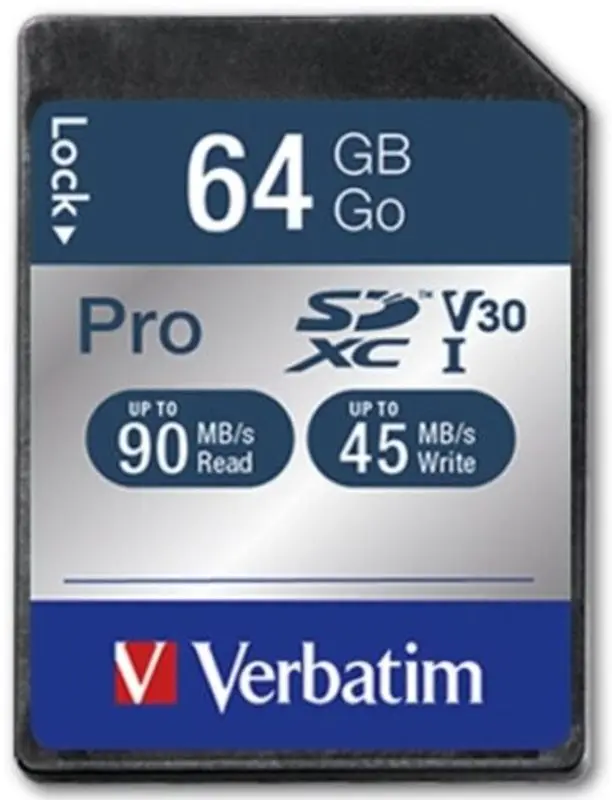 Карта памяти Verbatim Pro U3 SDXC 64GB Class 10 UHS-I (47022)