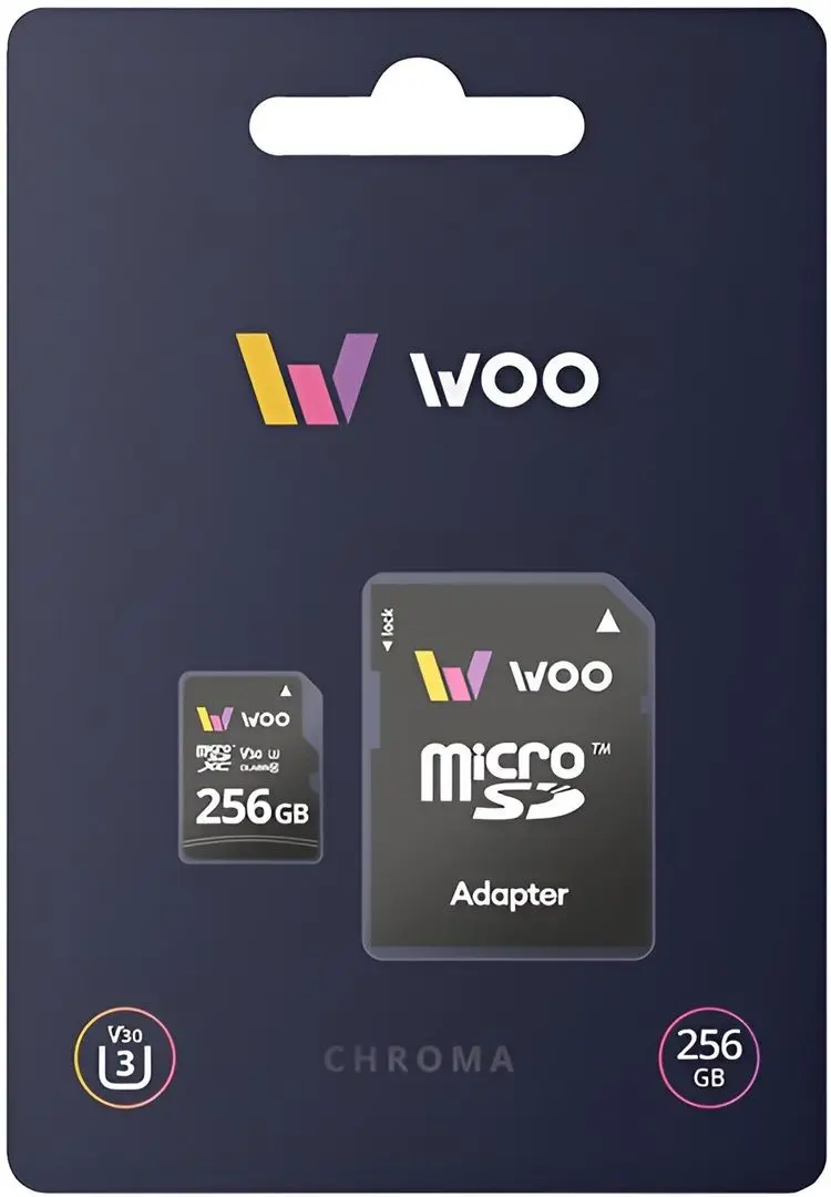 Card memorie Woo Chroma MicroSD 256 GB Class 10 UHS-I U3 V30 + SD Adapter