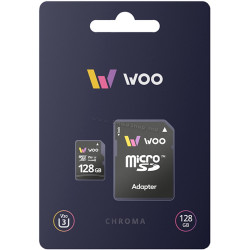 Card de memorie Woo Chroma microSDXC 128GB V30 UHS-I U3 + SD adapter