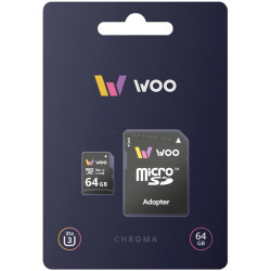 Card de memorie Woo Chroma microSDXC 64GB V30 UHS-I U3 + SD adapter