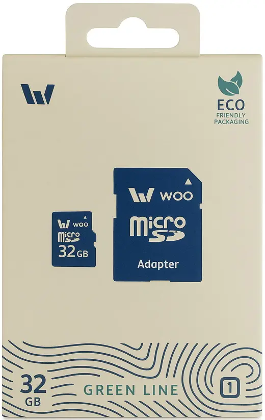 Card de memorie Woo Green Line microSD 32GB C10 UHS-I U1 + SD adapter