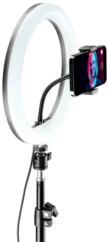 Trepied cu lampa Cellularline Selfie Ring Pro Multicolor Universale (Black)