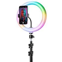 Trepied cu lampa Cellularline Selfie Ring Pro Multicolor Universale (Black) Thumb