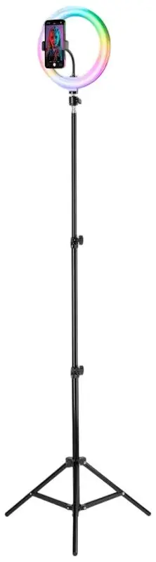 Trepied cu lampa Cellularline Selfie Ring Pro Multicolor Universale (Black)