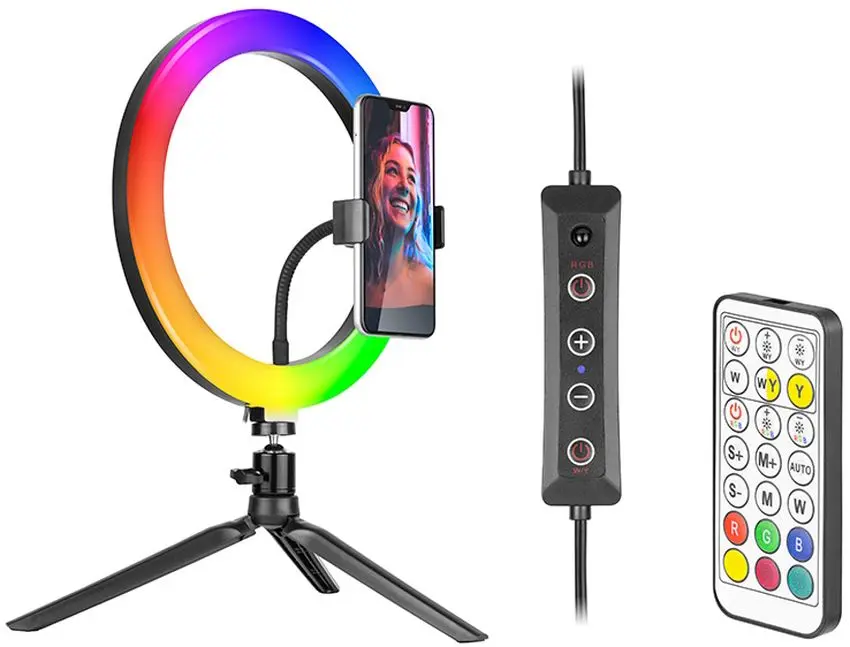 Trepied cu lampa Tracer RGB Ring TRAOSW46807 (Black)