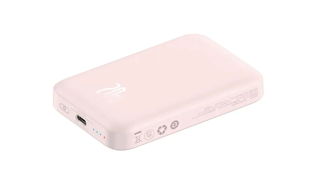 Внешний аккумулятор с беспроводной зарядкой Baseus Magnetic Mini 6000mAh (Pink) - 5
