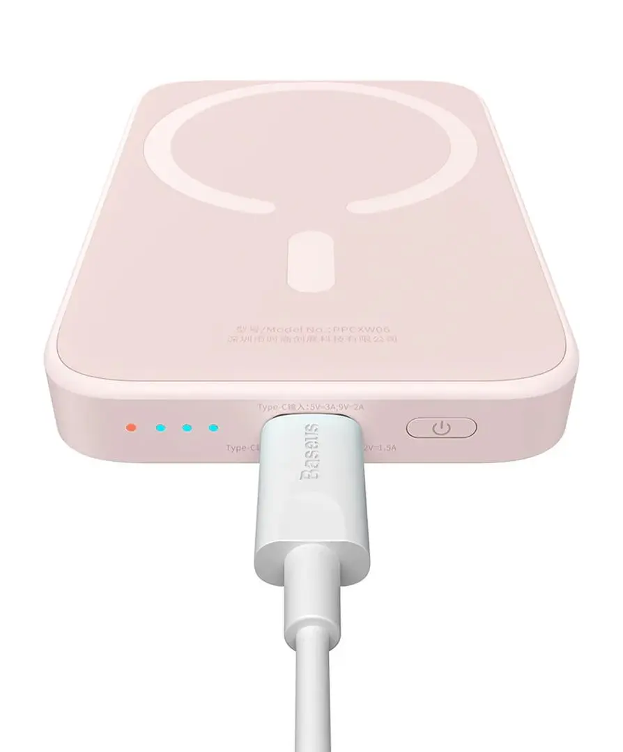 Внешний аккумулятор с беспроводной зарядкой Baseus Magnetic Mini 6000mAh (Pink) - 6