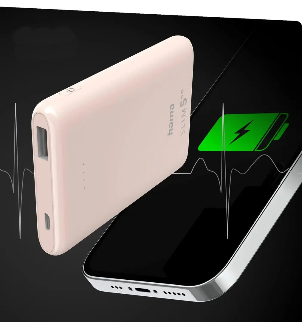 Acumulator extern universal Hama Slim 5HD 5000mAh (Light Pink)