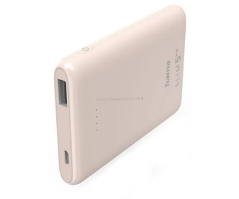 Универсальный внешний аккумулятор Hama Slim 5HD 5000mAh (Light Pink)