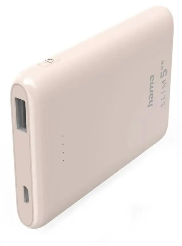 Acumulator extern universal Hama Slim 5HD 5000mAh (Light Pink)