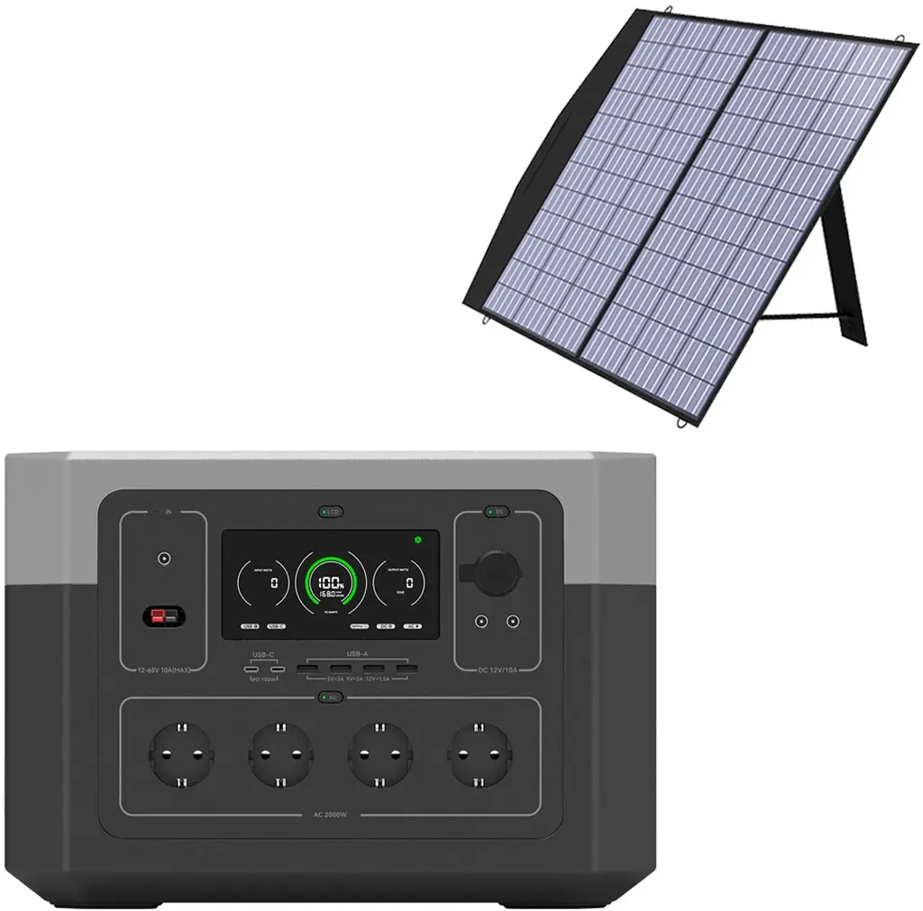 Statie de alimentare electrica portabila  + panou solar Patona Autarc 2000 + 100W (Black)