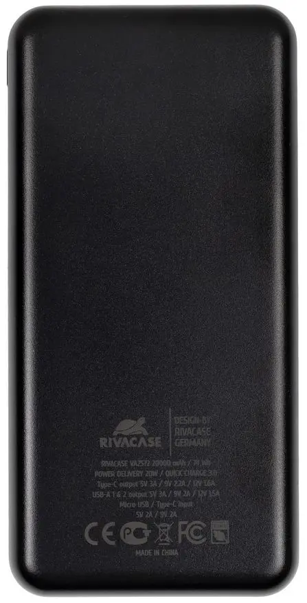 Acumulator extern universal Rivacase VA2572 20000mAh (Black) - 2