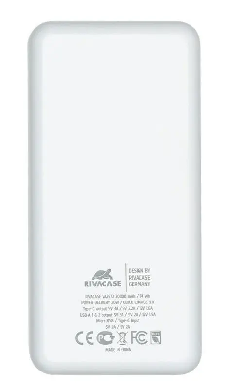 Acumulator extern universal Rivacase VA2572 (White) - 2