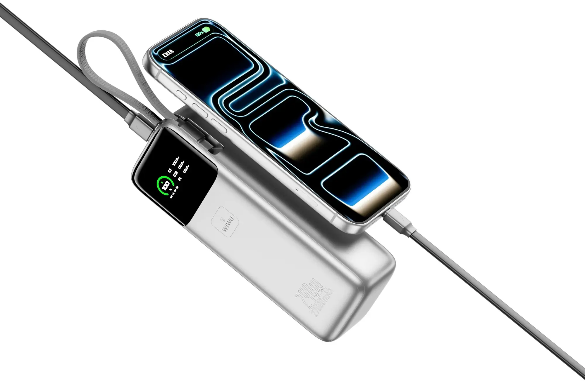 Acumulator extern universal Wiwu PM201 27000mAh (Silver) - 5
