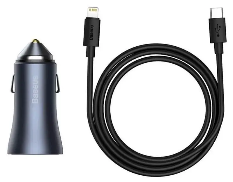 Автомобильное зарядное устройство с кабелем Baseus TZCCJD-B0G (Grey) - 4