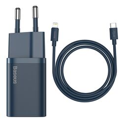 Incarcator + cablu Type-C to Lightning Baseus TZCCSUP-B03 (Blue)