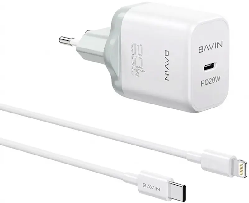 Зарядное устройство Bavin PC2106L-20W-PD + кабель USB Type-C to Lightning (White)