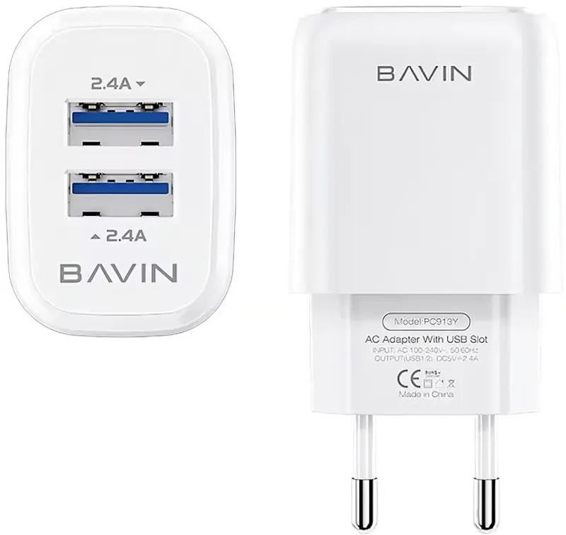 Зарядное устройство Bavin PC913Y + кабель MicroUSB (White) - 3