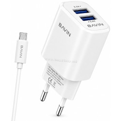 Зарядное устройство Bavin PC913Y + кабель MicroUSB (White)