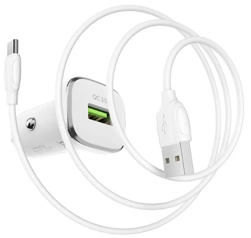 Incarcator auto Borofone BZ12A Lasting + Micro USB cable (White) - 3