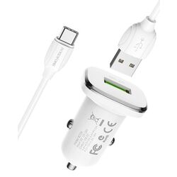 Incarcator auto Borofone BZ12A Lasting + Micro USB cable (White) Thumb