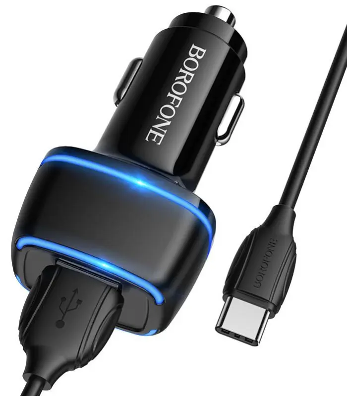 Автомобильное зарядное устройство Borofone BZ14 Max + Type-C cable (Black) - 2
