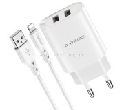 Incarcator Borofone BN2 EU + Lightning (White)