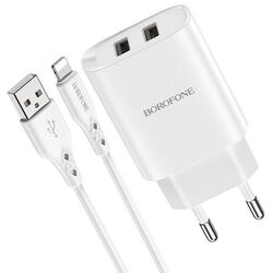 Incarcator Borofone BN2 EU + Lightning (White)