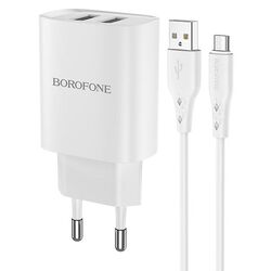 Incarcator Borofone BN2 + cablu USB to Micro-USB (White) Thumb
