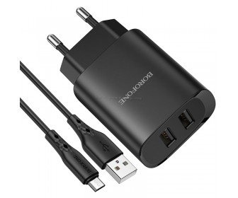 Incarcator Borofone BN2 Super Fast + Micro-USB Cable (Black)